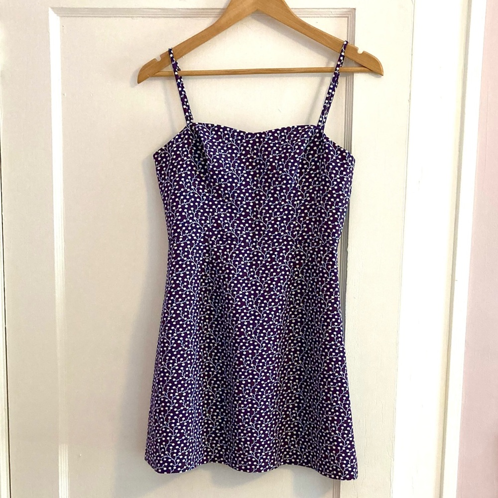French Connection Blue Purple Floral Spaghetti Strap Mini Dress Size 6